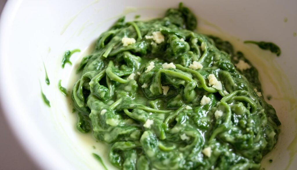 Cremige Spinatmasse